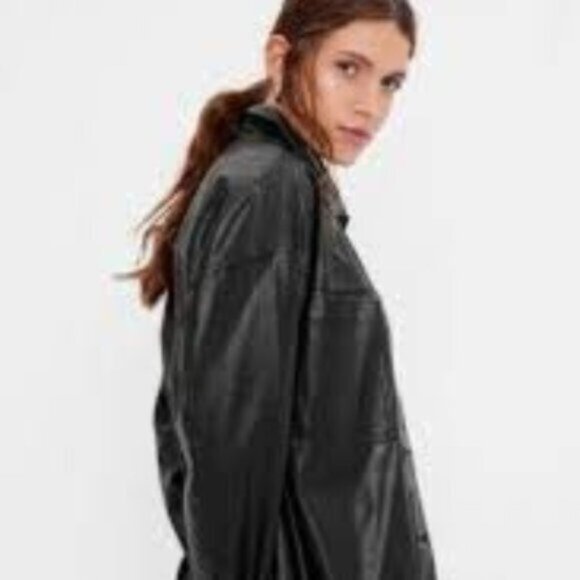 Gap Faux Leather Shacket - NEW - Picture 3 of 4